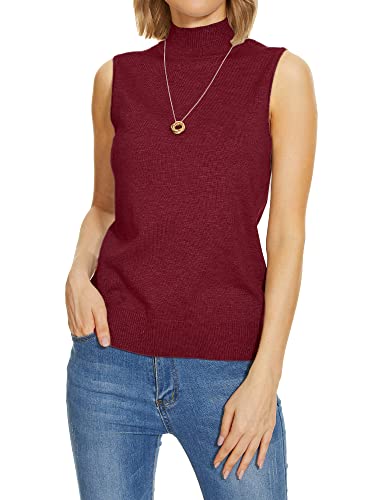 Image of INKOFF Sleeveless Mock Neck Turtleneck Knit Tops Women Dressy Casual Sweater Vest Business Work Tank