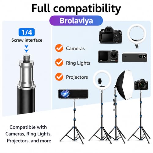 Image of Brolaviya 360-Degree Tripod with Telescopic Crossbar Long arm Stick, 230cm top Height, Portable, for Photography & Videography, Ideal for Live Streaming, Overhead Tripod Stand with Mobile Bracket