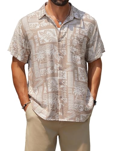 Hardaddy Mens Casual Hawaiian Shirts Short Sleeve Button Down Tropical Shirts Beach Summer Shirts
