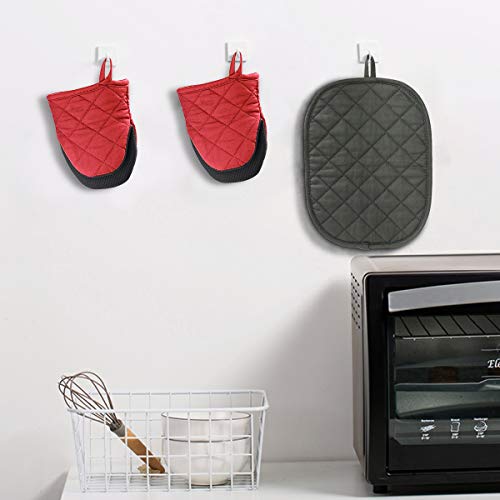 Neoprene Red Mini Oven Mitts, 2 Pack Short Small Cotton Half Finger Hand Mits With Hang Lanyard, Heat Resistant Hot Pad Gloves For Kitchen #TOP6