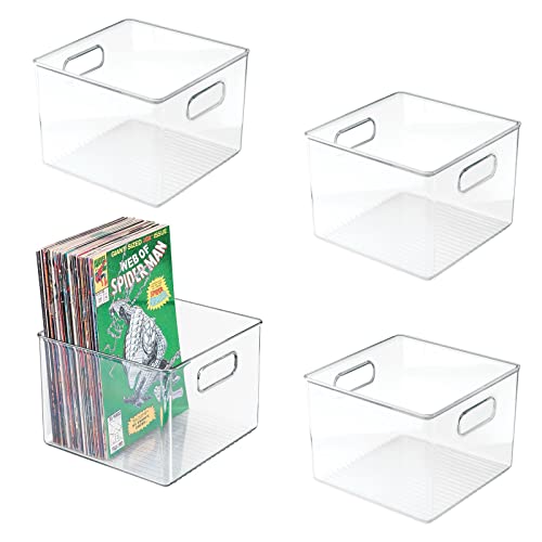 mDesign Juego de 4 Cajas organizadoras de plástico cuadradas – Cajas para...