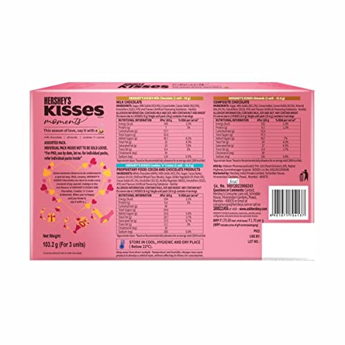 Image of Hershey's Kisses Diwali Chocolate Gift Pack | Melt-in-Mouth Milk, Almond & Cookies n Creme Chocolates | Festive Gifting Box | 90.3gm