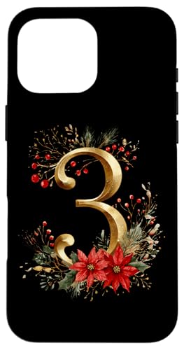 クリスマス ポインセチア ナンバー3 デコレーション スマホケース iPhone 16 Pro Max 用