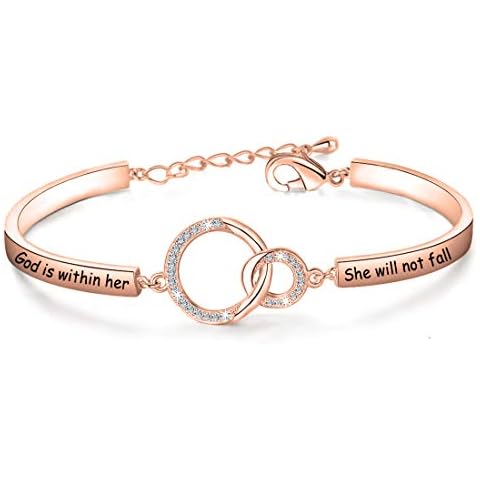 Christian Gift Religious Jewelry Psalm 46:5 God is Within Her She Will Not Fall Bracelet Bible Verse Bracelet Gift For Godmother (RG) Cover