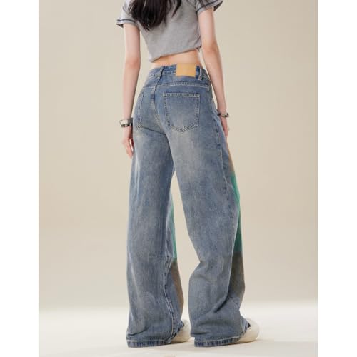 Y2K Fashion High Waist Straight Leg Jeans for Women Colorful Graffiti Streetwear Casual Denim Pants4