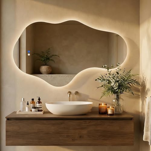 Miroir de salle de bain irrégulier à DEL 3 couleurs variables - 2