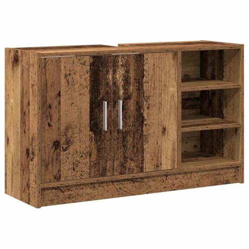 vidaXL Gabinete para Fregadero Madera Envejecida 90X29X55 cm Almacenamiento Rústico con Estantes y Puertas Muebles Decorativos Vintage con Puerta con Bisagras