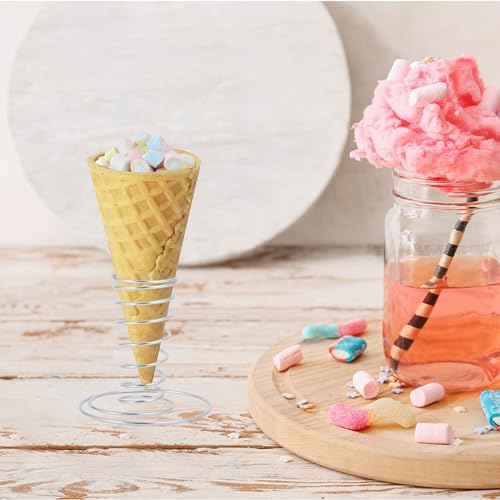 CHGCRAFT 3 Stück Eistütenhalter aus Edelstahl 304 – Spiralförmiger Lebensmittelhalter für Eiscreme, Snacks & Fingerfood, ca. 11 x 10, 8 cm, stabiler Dessertständer für Partys, Buffets & Restaurants