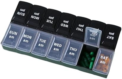Weekly Pill Organizer 2 Times a Day, Large Medicine Dispenser, Po...