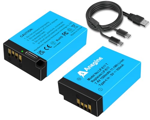 Anegine LP-E17 Type-C���ڏ[�d�|�[�g�o�b�e���[ 2�� 1500mAh LP E17 �݊��o�b�e���[ �Ή� Canon EOS R100 R50 RP R10 R8 Rebel T8i T7i T6i T6s SL2 SL3 EOS M3