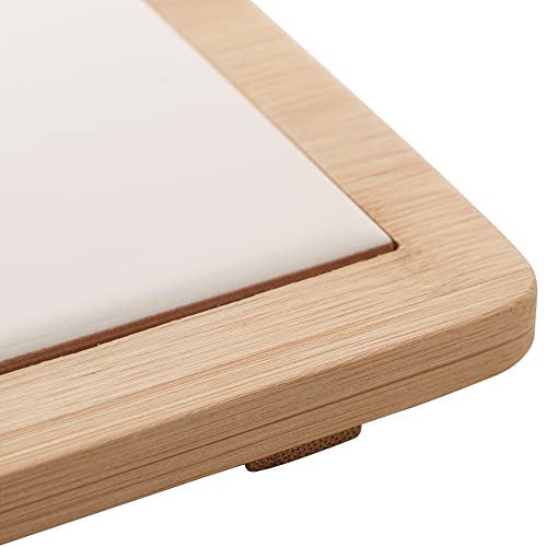 LYOR - Conjunto Bandeja de Bambu e Cerâmica + 4 Peças Para Queijo de Aço Inox Com Cabo de Bambu 33 x