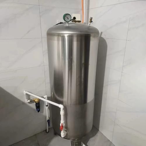 Kit de tanque de presión de agua de acero inoxidable de gran capacidad, almacenamiento vertical a presión totalmente automático para sistemas de pozos