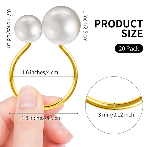 Mceast 20 Pack Pearl Napkin Rings Set Gold Table Napkin Buckles Metal Holiday Napkin Rings Holders Serviette Buckles For Thanksgiving Christmas Wedding Dinning Table Decor #TOP1