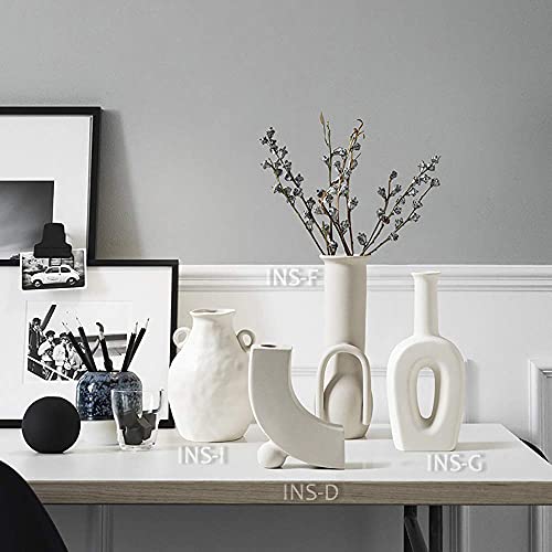 Inglenix Grey White Ceramic Vase Nordic Minimalism Style Decoration For Centerpieces, Kitchen, Office Or Living Room, Whitesmoke Modern Geometric Decorative Vases For Home Decor (Ins-C) #TOP4