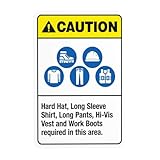 Hard Hat Hi Vis Vest Work Boots Full PPE Required Sign,...