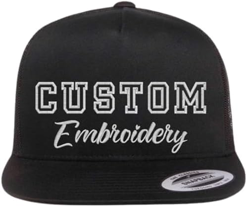 Custom Text Logo Embroidered Cap Personalized Embroidery Adjustable Hat for Men Women Kids Customizable Baseball Caps Classic Trucker Unisex Black