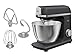 AEG KM5-1-4BPT Küchenmaschine / + Zubehör / 1200 W / 6 Geschwindigkeitsstufen / Pulse-Funktion / planetarisches Rührwerk / 6,1 kg / Voll-Metall Gehäuse / 5 l Edelstahl Rührschüssel / matt schwarz
