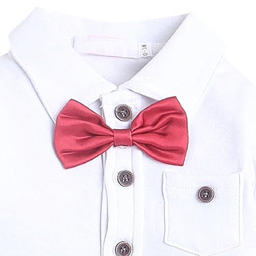 Image of Hopscotch Boys Bow Applique Plaid Romper in Grey Color