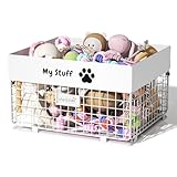 qeerable Dog Toy Box- Metal Large Dog Toy basket for Small Dog - Dog Toy Storage Bin for Pet...