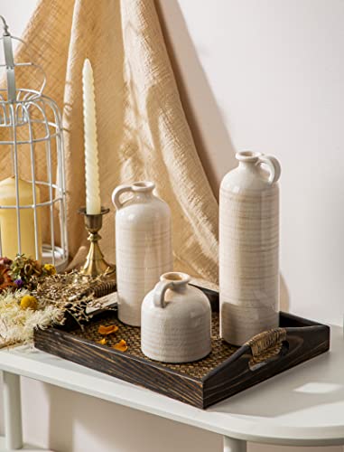 Ceramic Small Vase Set of 3, Modern Farmhouse or Living Room Decor, Rustic Home Décor,Table Flower Vases for Dried or Fresh Flowers,Entry Way & Small Shelf Vases.…