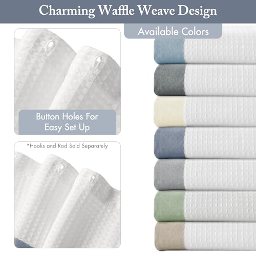 Madison Park Spa Waffle Shower Curtain Pieced Fabric with 3M Scotchgard Moisture Management, Premium Spa Quality Modern Shower Curtains for Bathroom, Standard 72x72, Indigo Blue by Madison Park - Used condition - Image 3