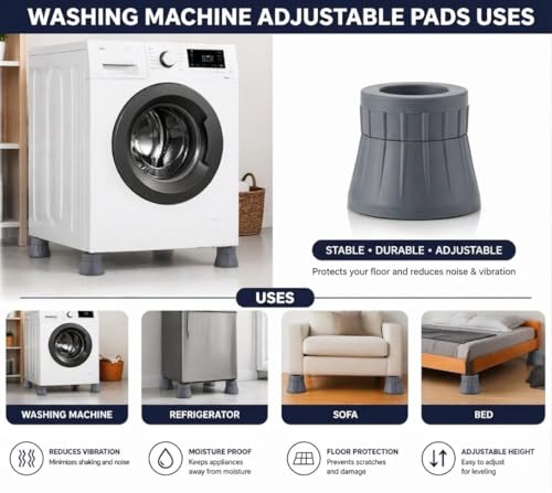 Image of Xmart India Upgraded Anti Vibration Pads for Washing Machine Stand, Heavy Duty Shock Absorber & Noise Cancelling Feet for Washer, Dryer, Fridge Stability Adjustable Anti Slip Feet Stand(4 Pcs)