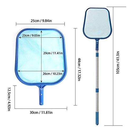 VRockefeller Swimming Pool Cleaning Tool Professional Heavy Leaf Leaves Rake Fine Mesh Frame Net Skimmer Cleaner Spa Tool Fast Cleaning Debris Pickup Removal Pond Bag Rake