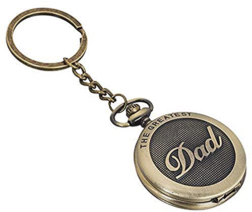 Image of AUGEN Pocket Watch Metal Keychain Dad Design Retro Vintage for Gifting With Key Ring Anti-Rust (Pack Of 1)
