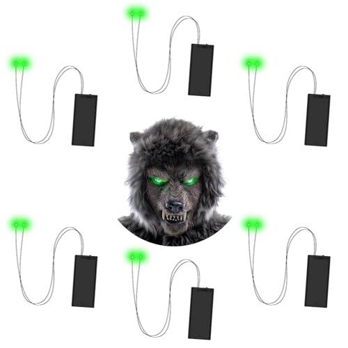 6 Pack Halloween Glowing LED Eyes Halloween Eyes Lights for Skulls Costumes & Props (Green)