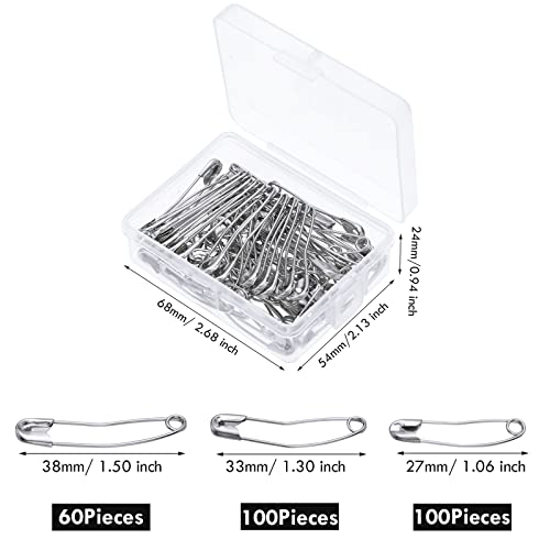 260 Pieces Safety Pins 3 Size Quilting Basting Pins Stainless Steel Safety Pins For Fixing Objects #TOP1
