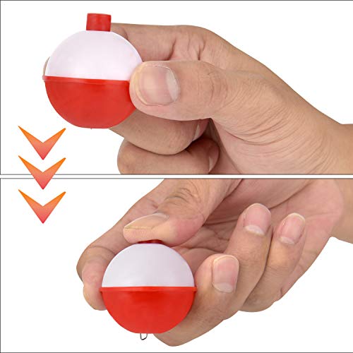 Image of Coopay 15pcs-50pcs /lot Fishing Bobbers Floats Set Hard ABS Snap on Red /White Float Bobbers Push Button Round Buoy Floats Fishing Tackle Accessories Size: 0.5 /1 /1.25 /1.5 /2 Inch