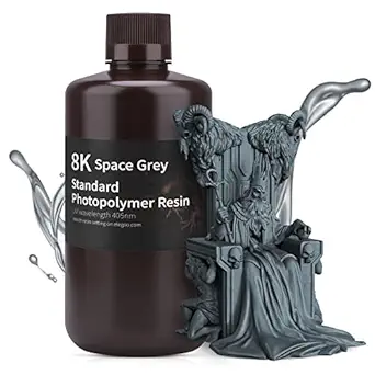 ELEGOO 8K Standard Resin Photopolymer Resin 405nm 3D Printer Resin for Saturn 2 LCD 3D Printing Space Grey 1000G