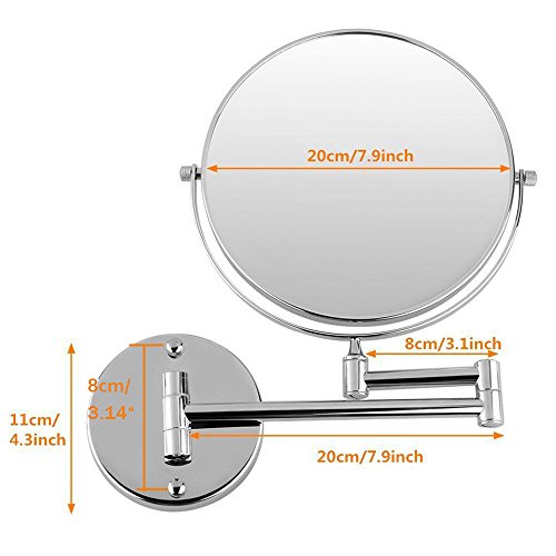 Cosprof Bathroom Mirror 10X/1X Magnification Double-sided 8 Inch Wall Mounted Vanity Magnifying Mirror Swivel, Extendable and Chrome Finished