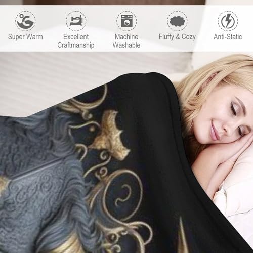 Couverture polaire taureau noir en flanelle douce de 130x180cm