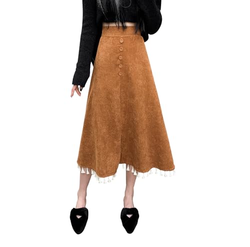 Jupe midi chaude haut de gamme coupe évasée A-line pour femme raffinée