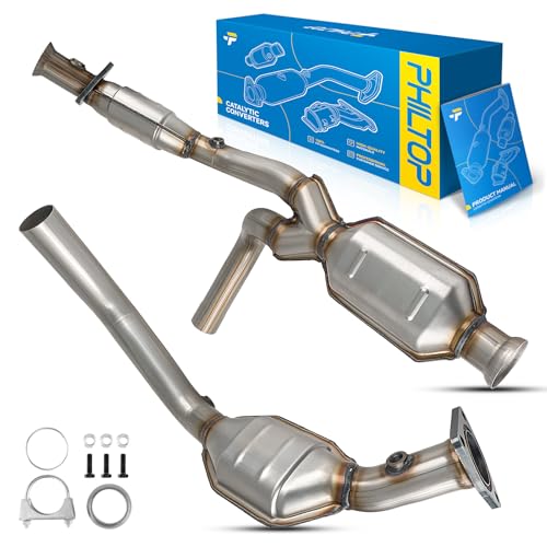 PHILTOP Catalytic Converter Kit Direct-Fit Replacement For 2009-2013 Silverado/Sierra 1500/Avalanche 4.3/4.8/5.3/6.0L, 2009-2014 Tahoe/Suburban 1500/ Yukon/Yukon XL 1500 4.8/5.3/6.0L (EPA Compliant)
