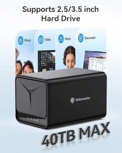 Image of Yottamaster 2 Bay NAS Storage, Quad Core CPU, 1GbE Port, 2GB RAM DDR4, Network Attached Storage Device for Home & Personal Cloud Storage [Diskless]