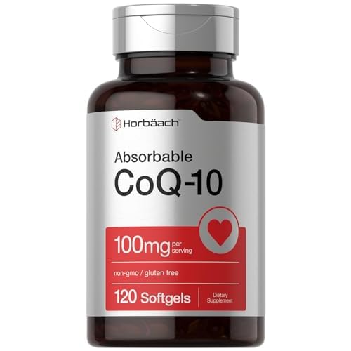 Horbäach CoQ10 100mg Softgels | 120 Count | Non-GMO and Gluten Free Supplement