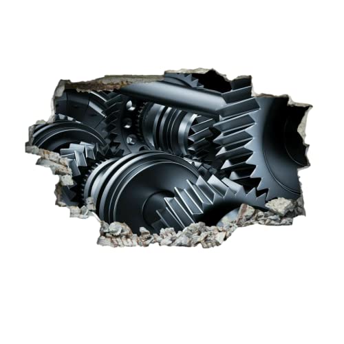 Gears Wall Decal 3D Modern Wall Stickers Smashed Art Abstract Wall Tattoo For Kids Bedroom Living Room Playroom Baby Nursery Home Decor 30"W X 20"H #TOP17