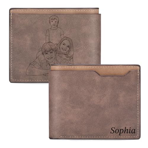 Custom Wallet for Men Engraved Text & Photo Personalized Mens Leather Wallet, Idea Gifts for Birthdays Anniversary Valentine's Christmas
