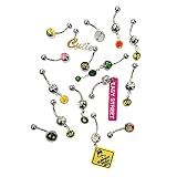 10pc 14G Naughty Belly Button Rings 316L Surgical Steel Mix Package Navel Rings Naughty Logos and Se