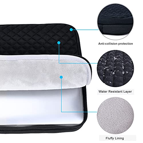Icozzier 13-13.3 Inch Handle Diamond Foam Laptop Sleeve, Shock Resistant Electronics Accessories Storage Handbag/Stylish Travel Organizer Laptop/Ultrabook/Notebook/Macbook – Black #TOP4