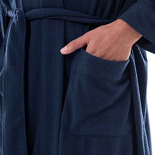 Fruit Of The Loom Men's Waffle Kimono Robe, Navy, One Size #TOP3
