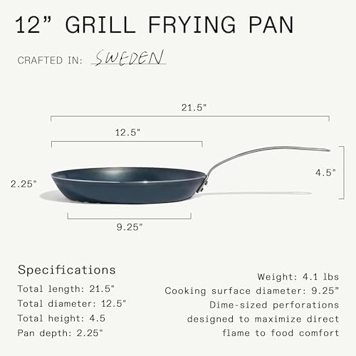Made In Cookware - 12" Seasoned Carbon Steel Grill Frying Pan - (Like Cast Iron, but Better) - Professional Cookware - Crafted in Sweden - Thumbnail 2