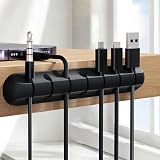 7-Slot Cable Management Clip (1 Pack, Black) – Adhesive Cord Organizer Holder for Desk, Car, Home Office, USB/Charger Cables Wire Management