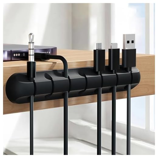 7-Slot Cable Management Clip (1 Pack, Black) - Adhesive Cord Organizer Holder for Desk, Car, Home Office, USB/Charger Cables Wire Management