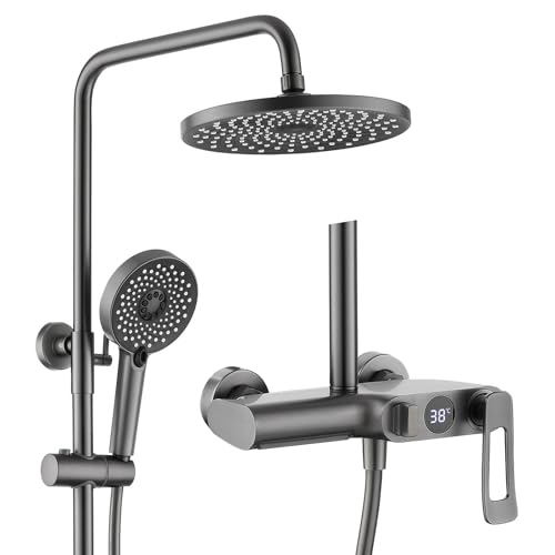 Ensemble de Douche Moderne Complet avec Ciel de Pluie Ronde LED