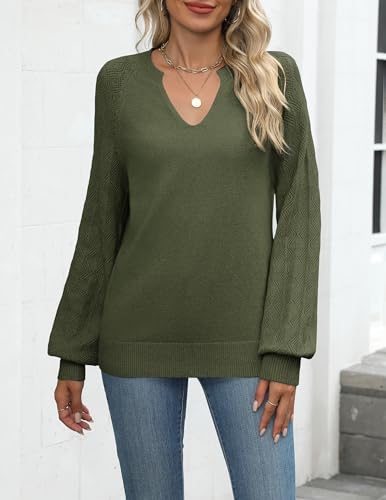 Zeagoo Womens 2025 Fall Sweaters Casual Long Sleeve V Neck Loose Lightweight Crochet Knit Pullover Sweater Tops2