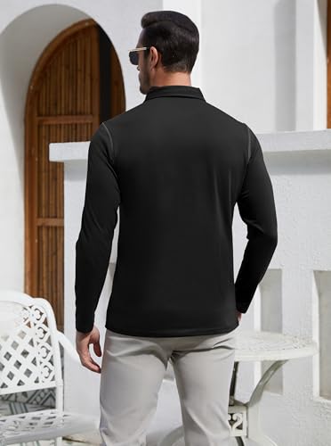 EDITCOZY Long Sleeve Polo Shirts for Men with Pocket Casual Cotton Button Down Collared Golf Shirts2