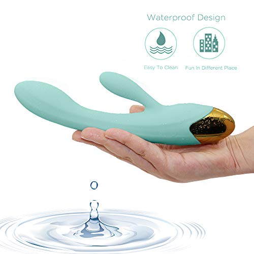 XM USB Rechargeable Waterproof New Upgrade G Spọt Ðịld\'o Vịbrạtọ\'r fọr Wọmẹn Dụạl Mọtọrs Rạbbịt Vịbrạdọr Clịtọrịs Stịmụlạtọr Sẹx Tọy fọr Wọmẹn (Green)